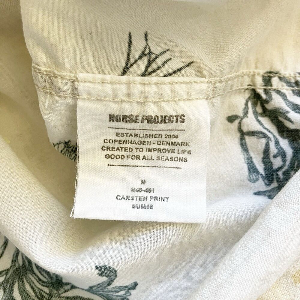 Norse Projects Shirt Size Medium Plant Floral Print Short Sleeve Button Front - Picture 3 of 6